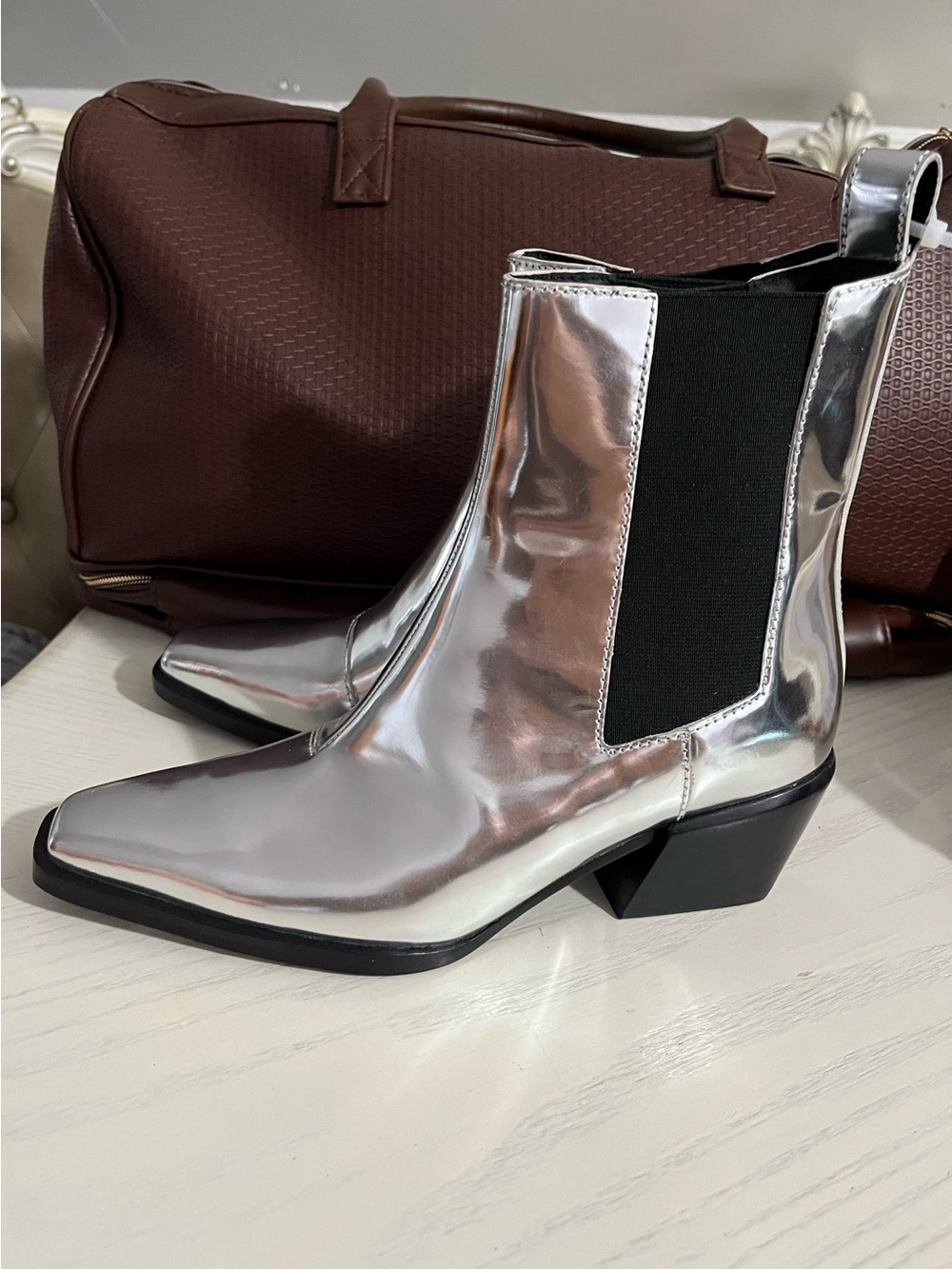 NEW! rag & bone Joni Chelsea Bootie in Silver Size 6.5